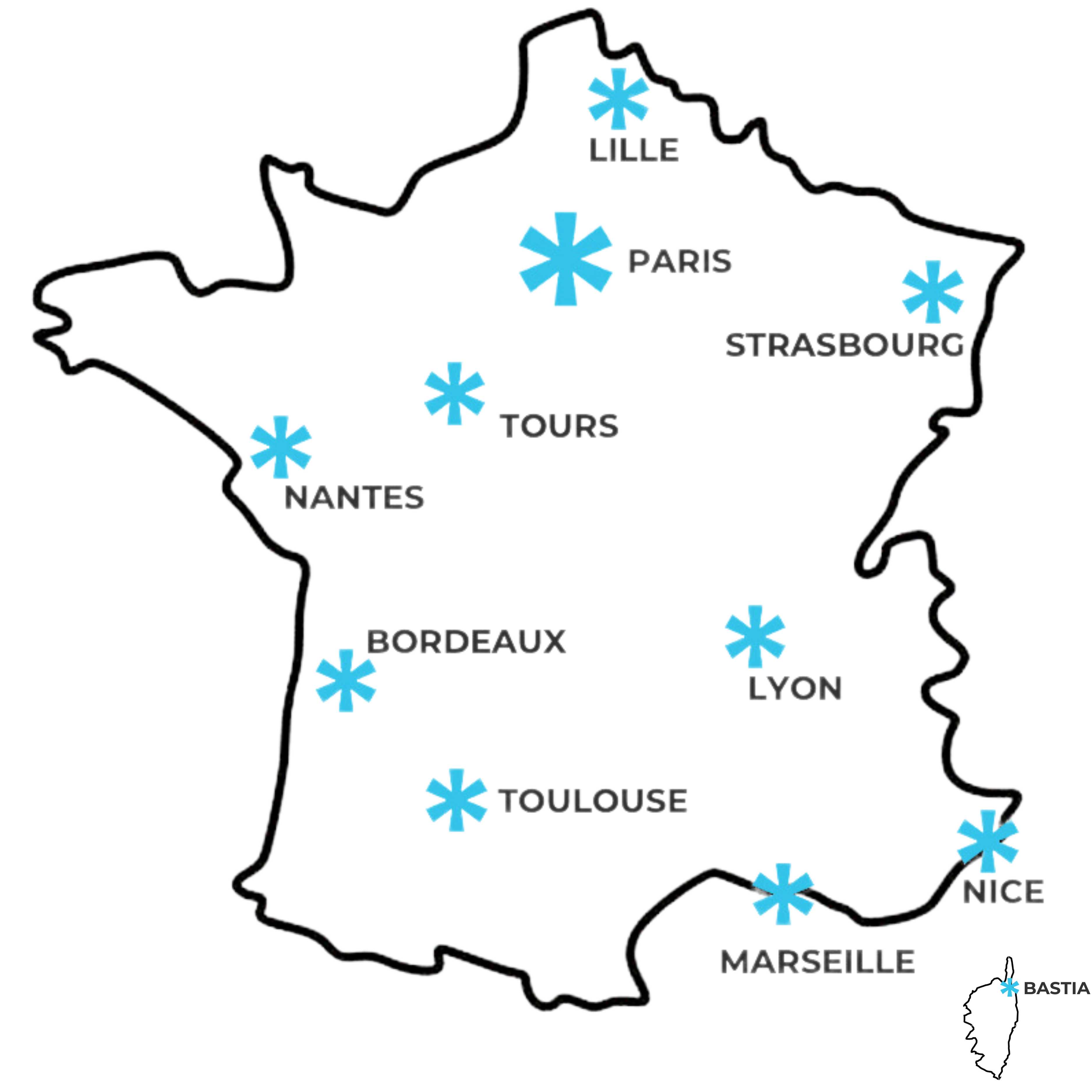 Carte d'implantation des clients en France (DW)